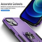 Wholesale Heavy Duty Strong Armor Ring Stand Grip Hybrid Trailblazer Case Cover for iPhone 14 [6.1] / 16e (Purple)
