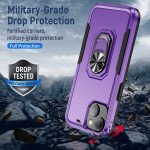 Wholesale Heavy Duty Strong Armor Ring Stand Grip Hybrid Trailblazer Case Cover for iPhone 14 [6.1] / 16e (Purple)