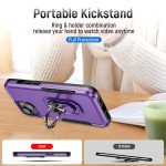 Wholesale Heavy Duty Strong Armor Ring Stand Grip Hybrid Trailblazer Case Cover for iPhone 14 [6.1] (Purple)