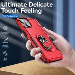 Wholesale Heavy Duty Strong Armor Ring Stand Grip Hybrid Trailblazer Case Cover for iPhone 14 [6.1] / 16e (Red)