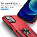 Wholesale Heavy Duty Strong Armor Ring Stand Grip Hybrid Trailblazer Case Cover for iPhone 14 [6.1] (Red)