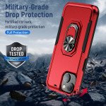 Wholesale Heavy Duty Strong Armor Ring Stand Grip Hybrid Trailblazer Case Cover for iPhone 14 [6.1] / 16e (Red)