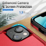 Wholesale Heavy Duty Strong Armor Ring Stand Grip Hybrid Trailblazer Case Cover for iPhone 14 [6.1] / 16e (Red)