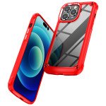 Wholesale Strong Clear Armor Plate Slim Edge Bumper Protective Case for iPhone 14 Pro [6.1] (Red)