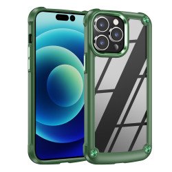 Strong Clear Armor Plate Slim Edge Bumper Protective Case for iPhone 14 Pro Max [6.7] (Green)