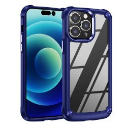 Strong Clear Armor Plate Slim Edge Bumper Protective Case for iPhone 14 Pro Max [6.7] (Navy Blue)