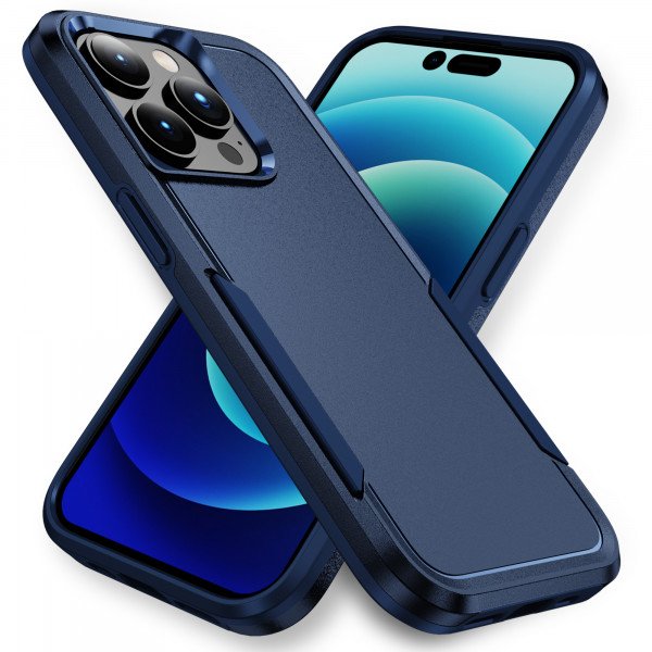 Wholesale Heavy Duty Strong Armor Hybrid Trailblazer Case Cover for Apple iPhone 15 Pro Max (Navy Blue)