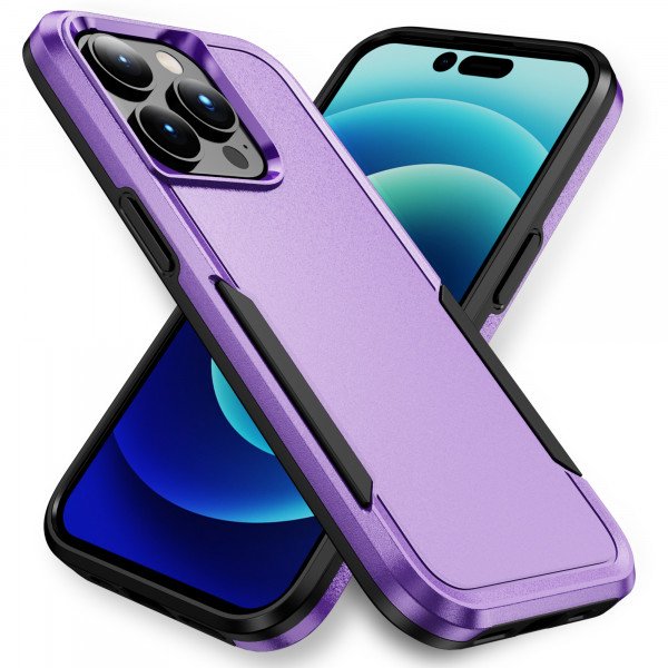Wholesale Heavy Duty Strong Armor Hybrid Trailblazer Case Cover for iPhone 14 Pro [6.1] (Purple)