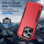 Wholesale Heavy Duty Strong Armor Hybrid Trailblazer Case Cover for iPhone 14 Pro [6.1] (Red)