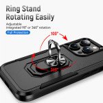 Wholesale Heavy Duty Strong Armor Ring Stand Grip Hybrid Trailblazer Case Cover for Apple iPhone 14 Pro Max [6.7] (Black)