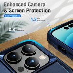 Wholesale Heavy Duty Strong Armor Ring Stand Grip Hybrid Trailblazer Case Cover for iPhone 14 Pro [6.1] (Navy Blue)