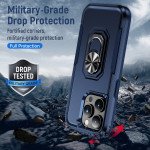 Wholesale Heavy Duty Strong Armor Ring Stand Grip Hybrid Trailblazer Case Cover for iPhone 14 Pro [6.1] (Navy Blue)