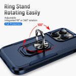 Wholesale Heavy Duty Strong Armor Ring Stand Grip Hybrid Trailblazer Case Cover for iPhone 14 Pro [6.1] (Navy Blue)