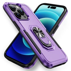 Heavy Duty Strong Armor Ring Stand Grip Hybrid Trailblazer Case Cover for iPhone 14 Pro [6.1] (Purple)