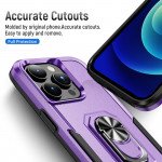 Wholesale Heavy Duty Strong Armor Ring Stand Grip Hybrid Trailblazer Case Cover for iPhone 14 Pro Max [6.7] (Purple)