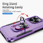 Wholesale Heavy Duty Strong Armor Ring Stand Grip Hybrid Trailblazer Case Cover for iPhone 14 Pro [6.1] (Purple)