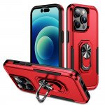 Wholesale Heavy Duty Strong Armor Ring Stand Grip Hybrid Trailblazer Case Cover for iPhone 14 Pro Max [6.7] (Red)