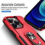 Wholesale Heavy Duty Strong Armor Ring Stand Grip Hybrid Trailblazer Case Cover for iPhone 14 Pro [6.1] (Red)