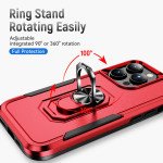 Wholesale Heavy Duty Strong Armor Ring Stand Grip Hybrid Trailblazer Case Cover for iPhone 14 Pro Max [6.7] (Red)