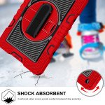 Wholesale 3 Layer Heavy Duty Hybrid Drop Protection Case with 360 Rotating Stand Hand Strap Shoulder Strap Stylus Pencil Holder for Apple iPad 10.2 8th / 7th Gen 2021 / 2020 / 2019] (Red)