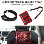 Wholesale 3 Layer Heavy Duty Hybrid Drop Protection Case with 360 Rotating Stand Hand Strap Shoulder Strap Stylus Pencil Holder for Apple iPad 10.2 8th / 7th Gen 2021 / 2020 / 2019] (Red)