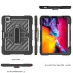 Wholesale 3 Layer Heavy Duty Hybrid Drop Protection Case with 360 Rotating Stand Hand Strap Shoulder Strap Stylus Pencil Holder for Apple iPad Air 4 10.9 (2020), iPad Pro 11 (2022 / 2021 / 2020) (Black)