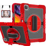 Wholesale 3 Layer Heavy Duty Hybrid Drop Protection Case with 360 Rotating Stand Hand Strap Shoulder Strap Stylus Pencil Holder for Apple iPad Air 4 10.9 (2020), iPad Pro 11 (2022 / 2021 / 2020) (Red)