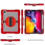 Wholesale 3 Layer Heavy Duty Hybrid Drop Protection Case with 360 Rotating Stand Hand Strap Shoulder Strap Stylus Pencil Holder for Apple iPad Air 4 10.9 (2020), iPad Pro 11 (2022 / 2021 / 2020) (Red)