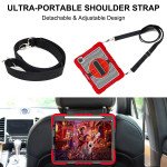 Wholesale 3 Layer Heavy Duty Hybrid Drop Protection Case with 360 Rotating Stand Hand Strap Shoulder Strap Stylus Pencil Holder for Apple iPad Air 4 10.9 (2020), iPad Pro 11 (2022 / 2021 / 2020) (Red)