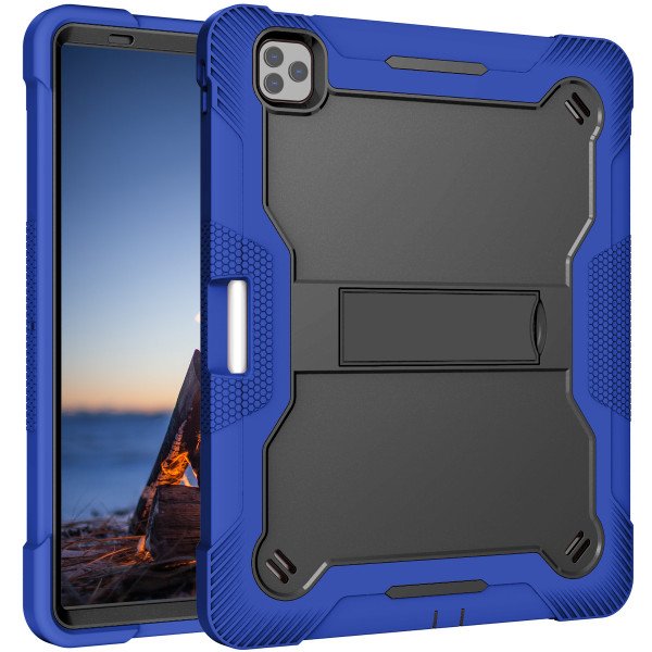 Wholesale Heavy Duty Full Body Shockproof Protection Kickstand Hybrid Tablet Case Cover for Apple iPad Pro 12.9 (2022 / 2021 / 2020 / 2018) (Blue)