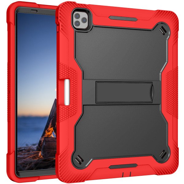 Wholesale Heavy Duty Full Body Shockproof Protection Kickstand Hybrid Tablet Case Cover for Apple iPad Pro 12.9 (2022 / 2021 / 2020 / 2018) (Red)