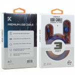 Wholesale iPhone Lightning 8PIN IOS USB 2.4A Durable Braided Cloth USB Cable 3FT for Universal Apple iPhone and iPad Devices (Blue)