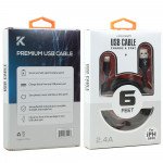 Wholesale IP Lighting USB 2.4A Durable Braided Cloth USB Cable 6FT for Universal iPhone and iPad Devices (Black)