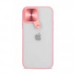 Selfie Camera Lens Protection Case with Stand and Built-In Mirror for Apple iPhone 13 ProMax 6.7 (Pink)