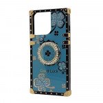 Heavy Duty Floral Clover Diamond Ring Stand Grip Hybrid Case Cover for Apple iPhone 13 Pro (Sapphire)