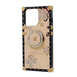Heavy Duty Floral Clover Diamond Ring Stand Grip Hybrid Case Cover for Apple iPhone 13 Pro (Rose Gold) Heavy Duty Floral Clover Diamond Ring Stand Grip Hybrid Case Cover for Apple iPhone 13 Pro (Rose Gold)