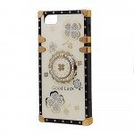 Heavy Duty Floral Clover Diamond Ring Stand Grip Hybrid Case Cover for Apple iPhone 8 Plus / 7 Plus (White)