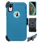 Premium Armor Heavy Duty Case with Clip for iPhone XR 6.1 (AquaBlue Blue)