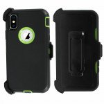 Premium Armor Heavy Duty Case with Clip for iPhone XR 6.1 (Black Green)