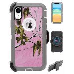 Premium Camo Heavy Duty Case with Clip for iPhone XR 6.1 (Tree Pink)
