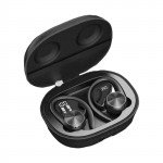 Wholesale Ear Hook Battery Display TWS Gaming Bluetooth Wireless Headphone Earbuds Headset With Zipper Carrying Case for Universal Cell Phone And Bluetooth Device J92 (Black)