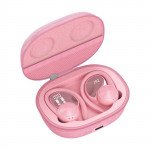 Wholesale Ear Hook Battery Display TWS Gaming Bluetooth Wireless Headphone Earbuds Headset With Zipper Carrying Case for Universal Cell Phone And Bluetooth Device J92 (Pink)