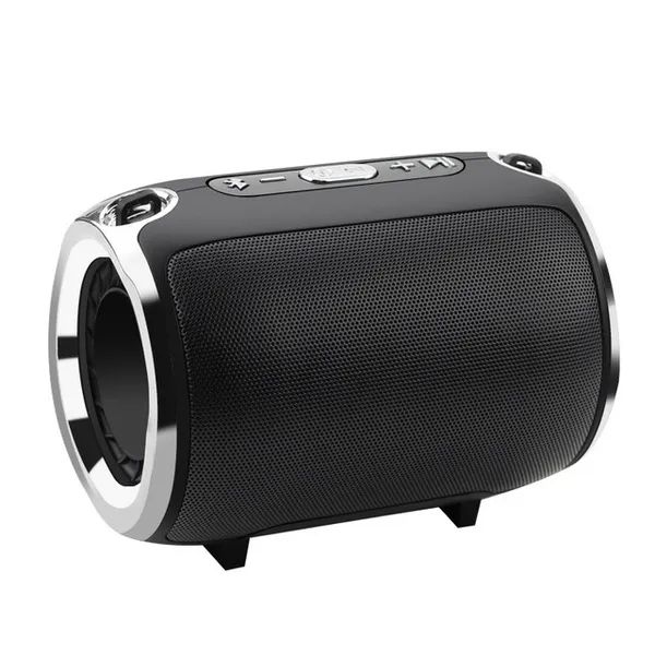 Wholesale High Bass Mini Drum LED Lights Portable Wireless Bluetooth Speaker L57 for Universal Cell Phone And Bluetooth Device (Black)