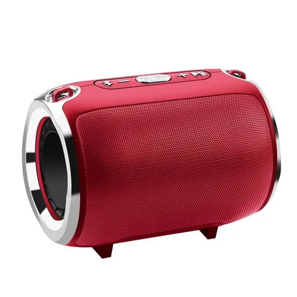 Wholesale High Bass Mini Drum LED Lights Portable Wireless Bluetooth Speaker L57 for Universal Cell Phone And Bluetooth Device (Red)