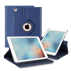 360 Degree Rotation Flip Cover Leather Kickstand Protective Cover Case for Apple iPad 9.7 [2018 / 2017], Air 1, Air 2 (Navy Blue)