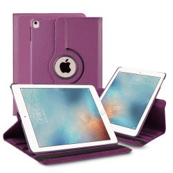 360 Degree Rotation Flip Cover Leather Kickstand Protective Cover Case for Apple iPad 9.7 [2018 / 2017], Air 1, Air 2 (Purple)
