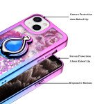Wholesale Star Dust Liquid Armor Ring Stand Hybrid Case for Apple iPhone 13 [6.1] (Gold / Purple)