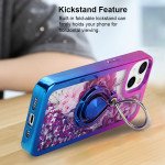 Wholesale Star Dust Liquid Armor Ring Stand Hybrid Case for Apple iPhone 13 [6.1] (Orange / Blue)