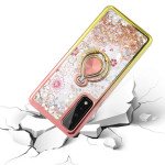 Wholesale Liquid Star Dust Glitter Dual Color Hybrid Protective Armor Ring Case Cover for Samsung Galaxy A02 (Gold/Purple)