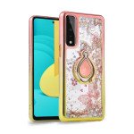 Wholesale Liquid Star Dust Glitter Dual Color Hybrid Protective Armor Ring Case Cover for Samsung Galaxy A02 (RoseGold/Gold)